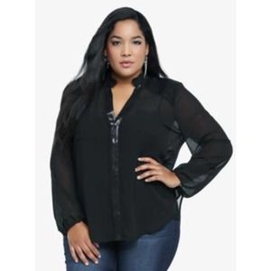 TORRID | Sequin Trimmed Chiffon Sheer Pullover Top- 0 (0X) Large